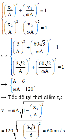 + Áp dụng hệ thức độc lập thời gian cho li độ và vận tốc, ta có: