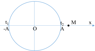 Sử dụng vòng tròn biểu diễn dao động điều hòa ta thấy tại cả hai thời điểm t1   và t2   chất điểm đều ở biên nên có vận tốc bằng 0.