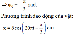 + Hai thời điểm t = 0 và t = 0,25T vuông pha nhau

+ Tại thời điểm t = 0 vật có đi độ x = 3 = 0,5A, sau đó 0,25T vật vẫn có li độ dương → ban đầu vật chuyển động theo chiều dương 