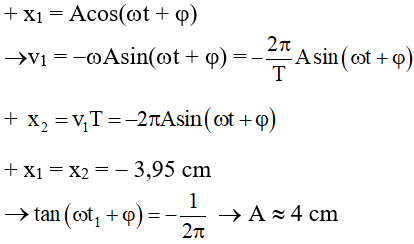 - Ta có:

- Từ phương trình x1  và x2  ta thấy 2 dao động vuông pha với nhau nên: