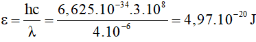 - Một chất quang dẫn có giới hạn quang dẫn là 4µm. Năng lượng kích hoạt của chất đó là: