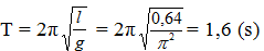 + Chu kỳ con lắc:

 

+  Cơ năng ban đầu W0 = mgl(1-cos a  0 ) =

+  Cơ năng sau t = 20T: W = mgl(1-cos a  ) =

+  Độ giảm cơ năng sau 20 chu kì:

+  Công suất trung bình cần cung cấp để con lắc dao động duy trì với biên độ góc là 60