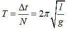 Phương pháp: Chu kì dao động là thời gian vật thực hiện hết một dao động toàn phần

Công thức:

 

(N là số dao động toàn phần thực hiện trong thời gian ∆t)

 Cách giải:

Ta có:
