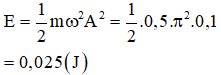 Đáp án  D

Từ đồ thị, ta có T = 2 s                     rad/s.

→ Cơ năng của con lắc 