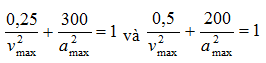+ Với hai đại lượng vuông pha a và v, ta có phương trình độc lập:

+ Với hai thời điểm t1 và t2 ta có hệ:

=> ω = 20 rad/s và vmax = 100 cm/s.

+ Từ hình vẽ xác định được khoảng thời gian tương ứng là: