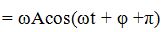 + Khi 

+ Tại thời điểm t ta có

= - ωAcos(ωt + φ) = - ωx.

=> |50| = - ωx => ω= 10 rad/s.

=> k = mω2 = 1.102 = 100N/m.