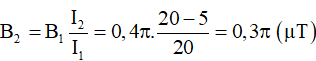 Cảm ứng từ gây ra tại tâm dòng điện tròn: 

Thay số vào ta được: 