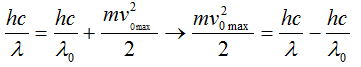 Đáp án : C

Áp dụng hệ thức Anhxtanh ta có:

Khi electron chuyển động trong điện trường có cường độ điện trường E thì nó chịu tác dụng của lực điện trường F =|e|.E, công do lực điện trường này cản electron là Ac = F.s, với s là quãng đường mà electron đi được.

Quãng đường tối đa mà electron có thể đi được đến khi dừng lại (v = 0) được tính theo định lý động năng:

(do v = 0)

Thay số ta tính được s = 0,015 (m) = 1,5 (cm).