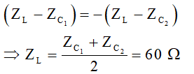 - Theo đề bài I1  = I2  nên Z1  = Z2 .

- Do đó ta có:

- Vì C2  ≠ C1  nên:

⇒ Để cường độ dòng điện hiệu dụng qua R cực đại: