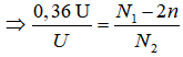 Ta có: N2 = 2,5 N1.

Khi quấn ngược trong cuộn sơ cấp 60 vòng dây thì:

=> N2 = 2,5N1 = 3000 vòng.

=> N = N1 + N2 = 4200 vòng.