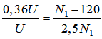 Ta có: N2 = 2,5 N1.

Khi quấn ngược trong cuộn sơ cấp 60 vòng dây thì:

=> N2 = 2,5N1 = 3000 vòng.

=> N = N1 + N2 = 4200 vòng.