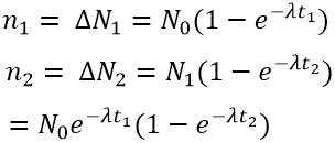 /span>

Ta có

do đó ta có phương trình:   (lấy nghiệm dương)

 →T  = (-ln2/ln0,125)t1 = t1/3.