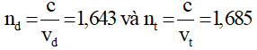 - Ta có:

→ Góc lệch của 2 tia ló ra: