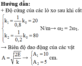 + Chọn gốc tọa độ tại vị trí cân bằng của vật thứ nhất, chiều dương hướng từ trái sang phải, phương trình dao động của các vật là