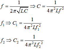 Tần số dao động của mạch dao động LC được tính bằng:

 

 