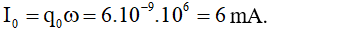 - Cường độ dòng điện cực đại trong mạch:

→ Cường độ dòng điện trong mạch khi q = 4,8 nC.