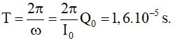 - Ta có:

- Khoảng thời gia ngắn nhất để điện tích trên một bản tụ giảm từ cực đại đến một nửa giá trị cực đại là: 