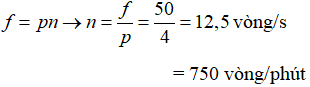 Để suất điện động do máy phát ra có tần số 50Hz thì roto phải quay với tốc độ: