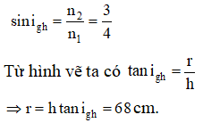 + Để không một tia sáng nào lọt ra khỏi không khí thì tia sáng truyền từ nguồn S đến rìa tấm gỗ phải bị phản xạ toàn phần.

+ Điều kiện xảy ra phản xạ toàn phần: