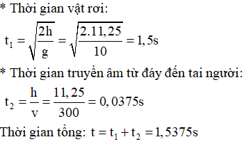 * Giai đoạn 1: Hòn đá rơi tự do.

* Giai đoạn 2: Hòn đá chạm vào đáy giếng phát ra âm thanh truyền đến tai người