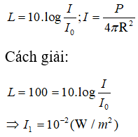 Phương pháp:

Công thức tính mức cường độ âm và mức cường độ âm: