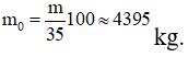 Năng lượng mà nhà máy tạo ra được trong 1 năm : E = Pt = 3,1536.106 J

Với hiệu suất 0,25 thì năng lượng thực tế nhà máy này thu được từ phản ưng phân hạch là

Số phản ứng phân hạch tương ứng

Khối lượng Urani tương ứng 

→ Vậy khối lượng nhiên liệu là 