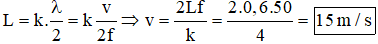 Đáp án  D

Hai đầu là 2 nút sóng, trên dây có 4 bụng sóng →   k = 4.

Ta có: 