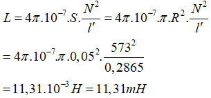 Áp dụng công thức tính độ tự cảm của ống dây: