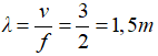 Áp dụng công thức tính bước sóng trong sóng cơ ta có  