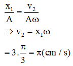 Có

Tại t1:

Tại t2 = t1 + 4,5s = t1 + 3T/4:

Vì v nhanh pha hơn x

hay v2 cùng pha x1.

Công thức:

 