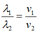 λ = v/f,  tần số f của sóng không đổi nên 