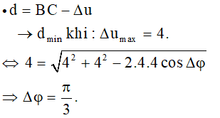 - Khoảng cách giữa hai điểm B và C:

- Độ lệch pha giữa hai dao động: