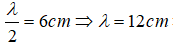+ Từ đồ thị ta thấy khoảng cách giữa hai điểm gần nhau nhất trên cùng phương truyền sóng dao động ngược pha đang cách nhau 6 cm nên ta có: