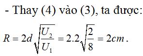 Gọi R là bán kính lớn nhất của vùng trên bề mặt catôt có electron đập vào. Ta có:

- Gia tốc của electron: 

- Theo phương Ox và Oy ta có phương trình:

- Khi electron vừa chạm anôt: