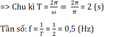 .

Vận tốc góc ω = π rad/s

=> Tần số góc của dao động điều hòa tương ứng là ω = π (rad/s)