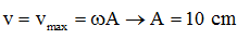 Tần số gốc của dao động

Tốc độ của vật qua vị trí cân bằng là tốc độ cực đại

→  x = 10cos(πt – 0,5π) cm