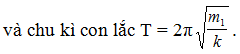 +Khi về đến VTCB, hai vật cùng vận tốc, nhưng ngay sau đó do vật m2 không gắn trực tiếp với lò xo nên sau đó chuyển động đều giữ nguyên vận tốc, còn vật m1 chuyển động chậm dần về biên mới→ vận tốc 2 vật khác nhau→ chúng tách nhau. Vận tốc hai vật khi về VTCB: 

+ Sau đó vật m1 dao động điều hòa với biên độ mới A’.

Vật m2 chuyển động thẳng đều với vận tốc v. Khi con lắc m1 giãn cực đại lần đầu tiên thì thời gian dao động là T/4 => quãng đường m2 chuyển động là:

 => Khoảng cách hai vật: d = S – A’ = 2π -4 (cm).