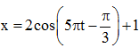 Để đơn giản ta biến đổi

Đăt X = x – 1. Khi đó x = 2 cm tương ứng với X = 1 cm.

 Tại t = 0 → X = 1 cm theo chiều dương. sau khoảng thời gian Δt = 2,5T = 1 s → Vật đi qua vị trí biên X = 1 cm 3 lần theo chiều dương