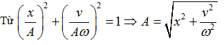 Chọn A

+ Từ biểu thức tổng quát: x = Acos( ω t + φ ).

* Tìm A:

Thay số 

* Tìm  φ :

 Thay các giá trị của φ vào   v  =>

 