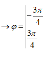 Chọn A

+ Từ biểu thức tổng quát: x = Acos( ω t + φ ).

* Tìm A:

Thay số 

* Tìm  φ :

 Thay các giá trị của φ vào   v  =>

 