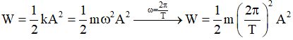 Từ công thức tính năng lượng:

 Thay số và tính được A = 0,02(m) = 2 (cm).