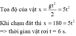 ôc tọa độ tại vị trí vật rơi, chiều dương hướng xuống.

 

Quãng đường vật đi được trong 5s đầu tiên là

 Quãng đường vật đi được trong giây cuối cùng là 

 