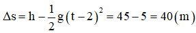 Thời gian rơi của vật được tính theo công thức

Quãng đường vật đi được trong 2s cuối cùng được tính theo công thức
