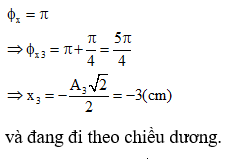 Dựa vào đồ thị dễ dàng tìm được

Dùng công cụ số phức của máy tính để bấm tổng hợp dao động, ta có

 

 

Khi x đạt giá trị cực tiểu (biên âm) thì

 

 