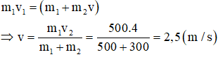 Áp dụng định luật bảo toàn động lượng đối với hệ vật trước và sau khi va chạm ta có: