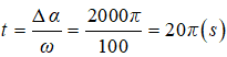 .

Vận tốc góc: ω = 100 rad/s

Khi vòng dây quay 1000 vòng thì góc quay được: ∆α = 1000.2π = 2000π (rad/s)

=> Thời gian quay hết 1000 vòng là: 

=> Nhiệt lượng toả ra trên vòng dây khi nó quay được 1000 vòng là: