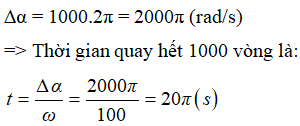 Vận tốc góc: ω = 100 rad/s

 Khi vòng dây quay 1000 vòng thì góc quay được:

=> Nhiệt lượng toả ra trên vòng dây khi nó quay được 1000 vòng là: