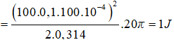 .

Vận tốc góc: ω = 100 rad/s

Khi vòng dây quay 1000 vòng thì góc quay được: ∆α = 1000.2π = 2000π (rad/s)

=> Thời gian quay hết 1000 vòng là: 

=> Nhiệt lượng toả ra trên vòng dây khi nó quay được 1000 vòng là: