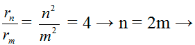 /span>

rm = m2r0;  rn = n2r0 ( với r0 bán kính Bo)

Bước sóng nhỏ nhất ng tử hidro có thể phát ra: