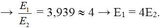 :

Trong 5 g nhiên liệu có NA phản ứng thứ 1  → E1 = NA. 17,6 MeV  (*)

Trong NA phản ứng thứ hai có 235 g nhiên liệu có NA hạt nhân   (có thể bỏ qua khối lượng của hạt n). Suy ra số phản ứng xảy ra trong 5 g nhiên liệu là 5NA/235.

   Do đó E2 = (5.NA.210 MeV)/235